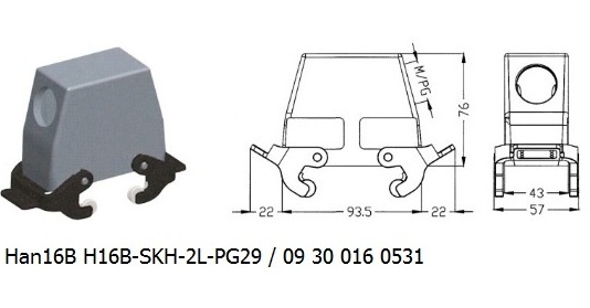 Han 16B H16B-SKH-2L-PG29 09 30 016 0531 hood side entry with 2levers OUKERUI Harting ILME Heavy duty connector.jpg